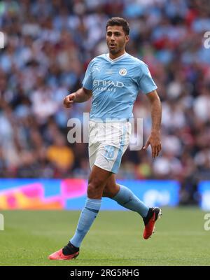 Londra, Regno Unito. 6 agosto 2023. Rodri del Manchester City durante la partita fa Community Shield al Wembley Stadium di Londra. Il credito fotografico dovrebbe leggere: Paul Terry/Sportimage Credit: Sportimage Ltd/Alamy Live News Foto Stock