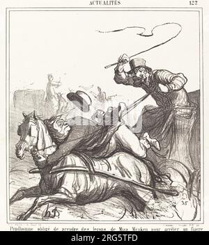Prudhomme obligé de prendre des lecons... 1867 di Honoré Daumier Foto Stock