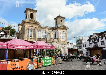 Old Town Hall e Market Square, Kingston upon Thames, Kingston, Surrey, Inghilterra, REGNO UNITO Foto Stock