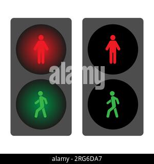 Illustrazione del vettore rosso e verde dei semafori pedonali Illustrazione Vettoriale