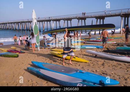 International Surf Festival, 6 agosto 2023. Hermosa Beach, Los Angeles, California, USA Foto Stock