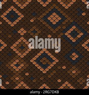 Il serpente camouflage marrone si adatta perfettamente al design. Illustrazione Vettoriale