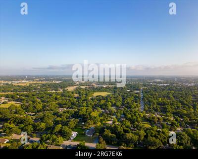 Foto aerea dei quartieri residenziali di Brenham, Texas Foto Stock