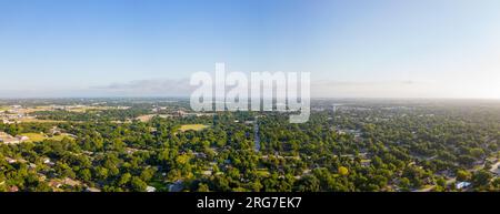 Foto panoramica aerea dei quartieri residenziali di Brenham, Texas Foto Stock