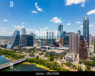 Skyline aereo Austin Texas USA Foto Stock