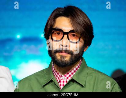 RO Hong-Chul, 8 agosto 2023 : la celebrità televisiva Ro Hong-Chul partecipa a una conferenza stampa per il programma di varietà "Zombieverse" di Netflix a Seul, Corea del Sud. La serie Netflix sarà presentata in anteprima l'8 agosto. Crediti: Lee Jae-won/AFLO/Alamy Live News Foto Stock