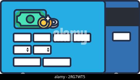 Carte bancarie blu impostate con campi vuoti per immettere il numero di carta e il numero di campo del codice carta CVV CVC. Pagamento online di beni e servizi. Ictus carto Illustrazione Vettoriale