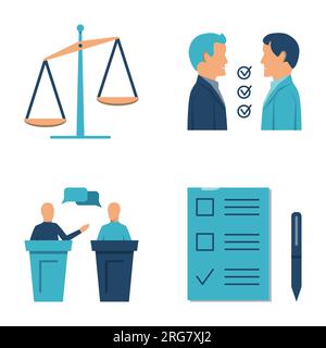 Icona commerciale e diplomatica di negoziazione in stile piatto. Illustrazione vettoriale. Illustrazione Vettoriale