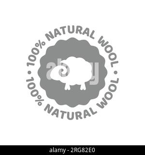 Etichetta vettoriale di lana organica naturale. Icona in lana di pecora o tessuto. Illustrazione Vettoriale