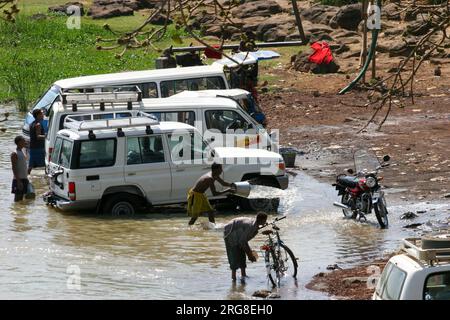 Il fiume Nilo Azzurro a Bahir Dar. Bahir Dar è la capitale della regione di Amhara, Etiopia. Bahir Dar è una delle principali destinazioni turistiche in et Foto Stock