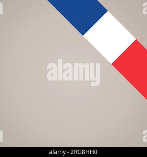 Bandiera a nastro inclinata della Francia per un'area in alto a destra di una pagina. Illustrazione Vettoriale