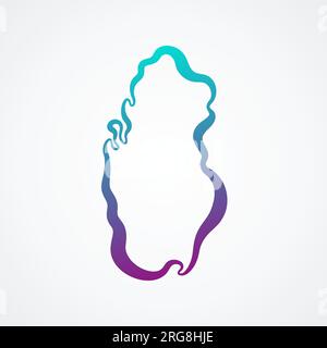 Mappa del Qatar con sfumatura blu-viola. Illustrazione Vettoriale