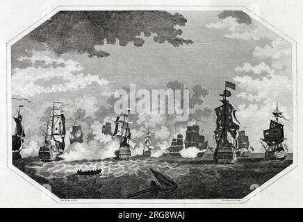BATTAGLIA DI CAMPERDOWN Duncan intercettò una flotta olandese che navigava per aiutare i francesi e catturò otto dei vascelli nemici Foto Stock