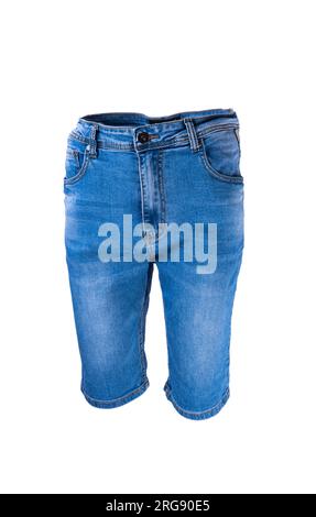pantaloncini in denim isolati su sfondo bianco Foto Stock