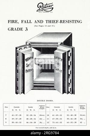 Ratner, resistente a incendi, cadute e ladri, grado 3, con dettagli e misurazioni. Foto Stock