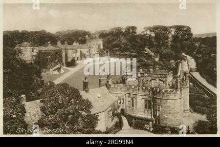 Vista aerea del castello, Skipton, North Yorkshire. Foto Stock