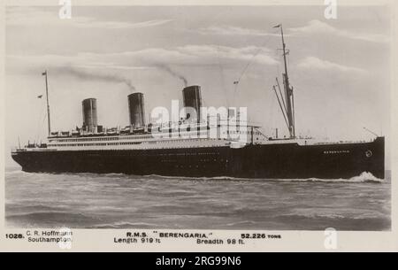 RMS Berengaria della Cunard Line, ex SS Imperator, transatlantico transatlantico, visto qui a Southampton. Foto Stock