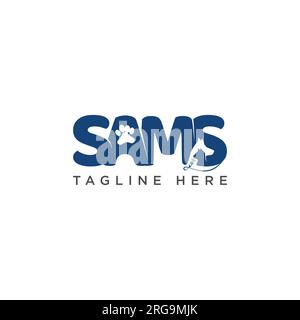 Lettera SAMS per il simbolo del logo della clinica animale. Illustrazione vettoriale Illustrazione Vettoriale