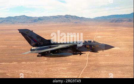 Royal Air Force - Panavia Tornado GR.1 ZD748 AK, di No.9 Squadron che vola sulle gamme vicino a Las Vegas, ad Un esercizio di bandiera rossa. Foto Stock