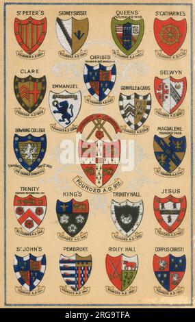 The Coats of Arms of the Principal Colleges of Cambridge University Foto Stock