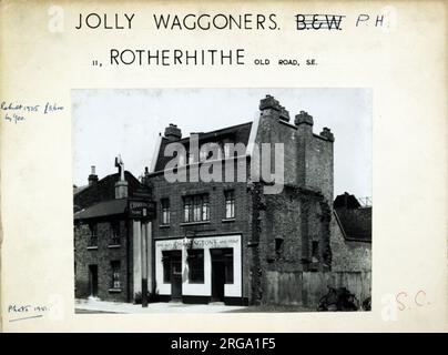 Fotografia di Jolly Waggoners PH, Rotherhithe (New), Londra. Il lato principale della stampa (mostrato qui) raffigura: La faccia destra sulla vista del pub. Il retro della stampa (disponibile su richiesta) dettagli: Trading Record 1938 . 1961 per The Jolly Waggoners, Rotherhithe (New), Londra SE16 2PP. A partire da luglio 2018 . Rinominato 'Whelan's'. Di proprietà individuale Foto Stock