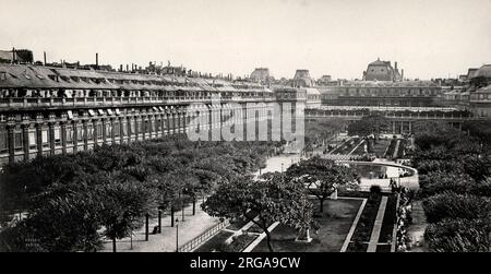 19th ° secolo vintage fotografia: Giardini del Palais Royale, Parigi, Francia Foto Stock