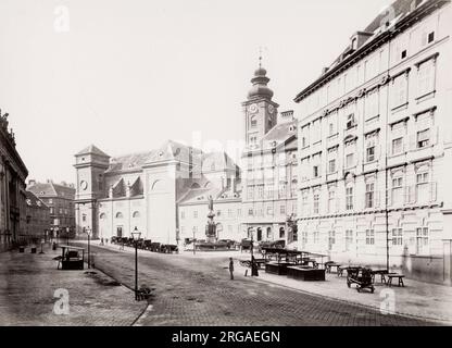 Fotografia d'epoca del XIX secolo: La Freyung è una piazza pubblica triangolare a Vienna, situata nel primo distretto della città di Innere Stadt. Foto Stock