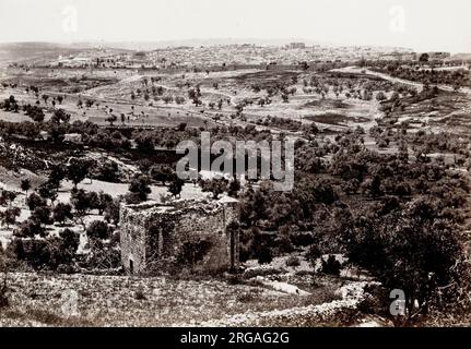 Fotografia di Francesco Frith, dal suo viaggio in Egitto, Palestina e nelle terre più ampie del 1857 - Gerusalemme dal Monte Scopo. Foto Stock