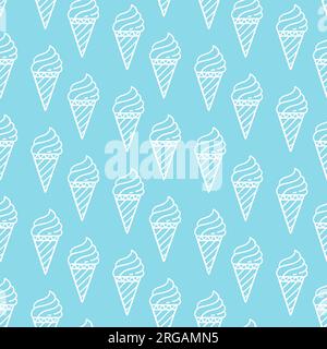 Coni gelato senza cuciture sfondo blu Illustrazione Vettoriale