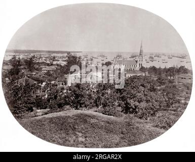 C.1860s a sud est asiatico - early vista di Singapore Foto Stock