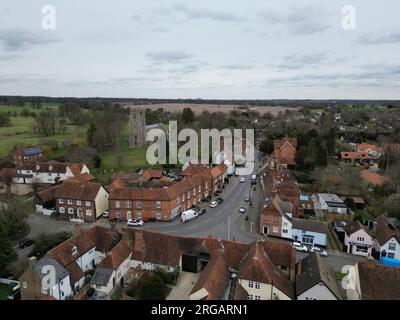 Hatfield Broad Oak Village Essex UK Drone, aereo, vista dall'alto, vista panoramica, Foto Stock