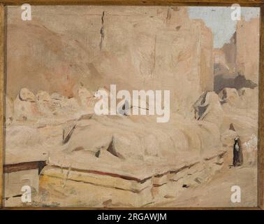 Sphinx Alley, tempio di Amon-Re. Dal viaggio in Egitto 1903 di Jan Ciągliński Foto Stock