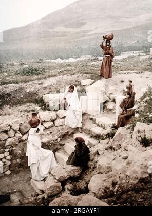 C.1890s terra santa israele palestina photochrome - il bene del buon samaritano Foto Stock