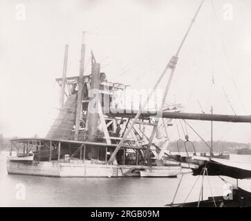 Fotografia d'epoca del XIX secolo: L'immagine si riferisce al primo tentativo guidato dai francesi di costruire il canale di Panama nel 1880 sotto la supervisione di Ferdinand de Lesseps. Foto Stock