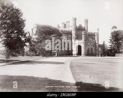 Fotografia d'epoca del XIX secolo: Government House, Sydney, nuovo Galles del Sud, Australia Foto Stock