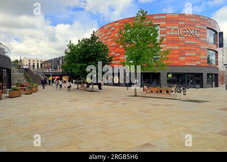 Centro commerciale pedonale di Newport, scene del Galles del Sud. Agosto 2023 Foto Stock