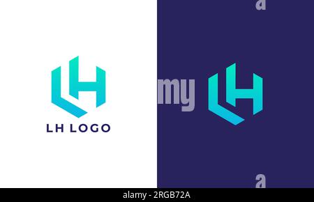 Design con logo LH o HL. Forma esagonale Letter LH, stile semplice e moderno Illustrazione Vettoriale