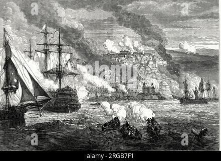 Bombardamento di Algeri, Algeria, 27 agosto 1816, da parte della Gran Bretagna e dei Paesi Bassi contro Omar Agha, la Dea di Algeri, per porre fine alle sue pratiche di schiavitù. Foto Stock