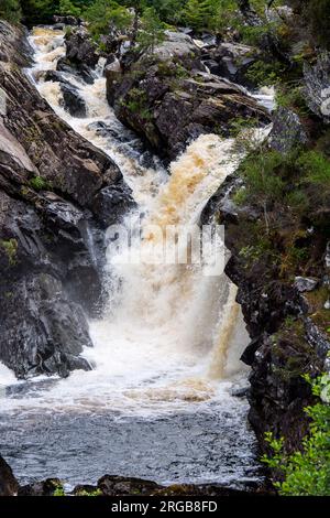 Rogie Falls on the Black Water nel Ross-shire nelle Highlands scozzesi, Regno Unito Foto Stock