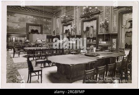 Salle Touzet, Casinò di Monte Carlo, Monaco, con tavoli per Trente et Quarante (Rosso e Nero). Foto Stock