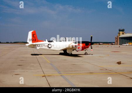 United States Navy (USN) - Beechcraft T-34C Turbo-Mentor 160513 (msn GL-70), di addestramento Air Wing-5 presso la Corpus Christy Naval Air Station. Foto Stock