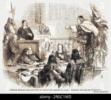 RICHARD BAXTER clergyman e scrittore puritan inglese, raffigurato al suo processo davanti al famigerato giudice Jeffreys Foto Stock