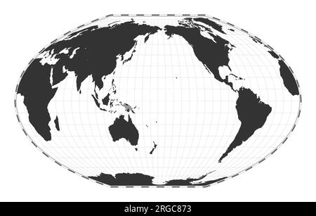 Mappa del mondo vettoriale. McBryde-Thomas proiezione a area uguale, pseudocilindrica a polo piatto e quartica. Mappa geografica del mondo semplice con latitudine e longitudine Illustrazione Vettoriale