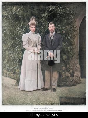 Granduca Nicola, Zarevitch di Russia (in seguito Zar o Zar Nicola II) e Principessa Alix di Assia-Darmstadt prese nel 1894. Foto Stock