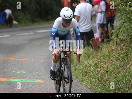 MACKAIJ Floortje di Movistar Teamdurante il Tour de France Femmes avec Zwift, Stage 8, cronometro, Pau-Pau (22,6 km) il 30 luglio 2023 in Francia - foto Laurent Lairys / DPPI Foto Stock