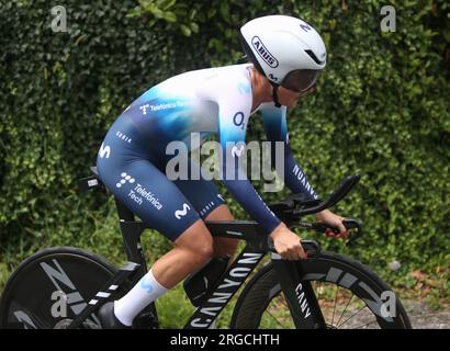 MACKAIJ Floortje di Movistar Teamdurante il Tour de France Femmes avec Zwift, Stage 8, cronometro, Pau-Pau (22,6 km) il 30 luglio 2023 in Francia - foto Laurent Lairys / DPPI Foto Stock