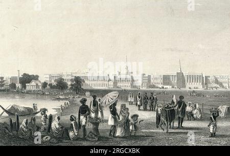 Vista di Calcutta dall'Esplanade, India Foto Stock