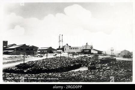 Miniera di rame di Antelope Roan, Luanshya, Zambia, Africa. I depositi sono stati scoperti nel 1902, ma la loro piena estensione non è stata compresa fino al 1926. Foto Stock