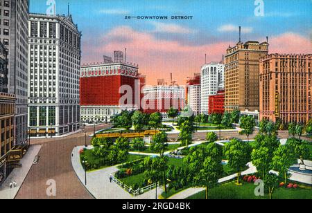 Centro di Detroit, Michigan, Stati Uniti. Foto Stock