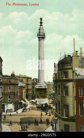 Il Monumento, Londra, che commemora il grande incendio di Londra Foto Stock
